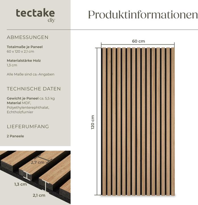 Actual product image tectake Set of 2 acoustic panels Sonic Wall wood look (2 pcs.)