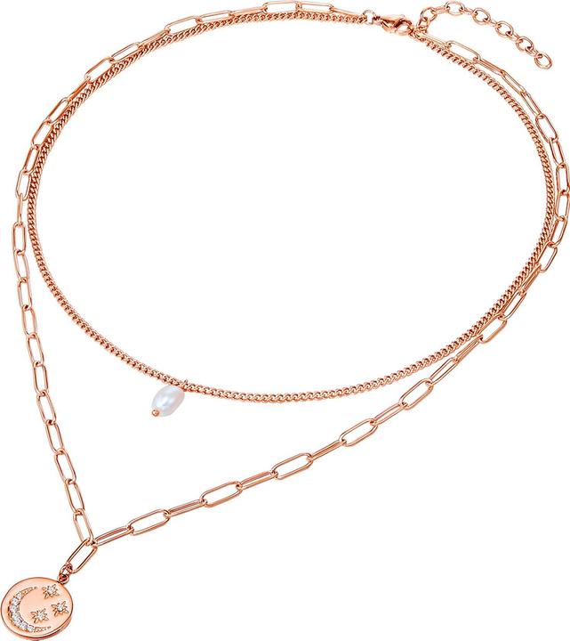 Produktbild Valero Pearls Damen Edelstahl Preciosa Süsswasser-Zuchtperle Roségold 38,0/43,0 cm Grundkette + 5,0 (Edelstahl, 38 cm)