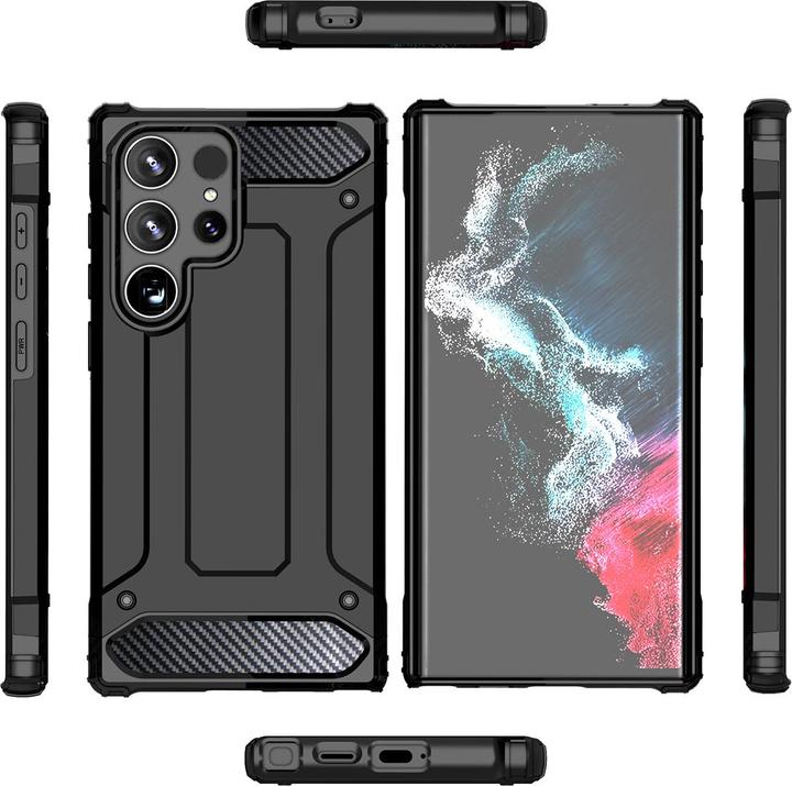 Produktbild Hurtel Hybrid Armor Case für Xiaomi Redmi Note 14 Pro 4G / 5G / Poco X7 - Schwarz (Xiaomi Poco X7 Pro)