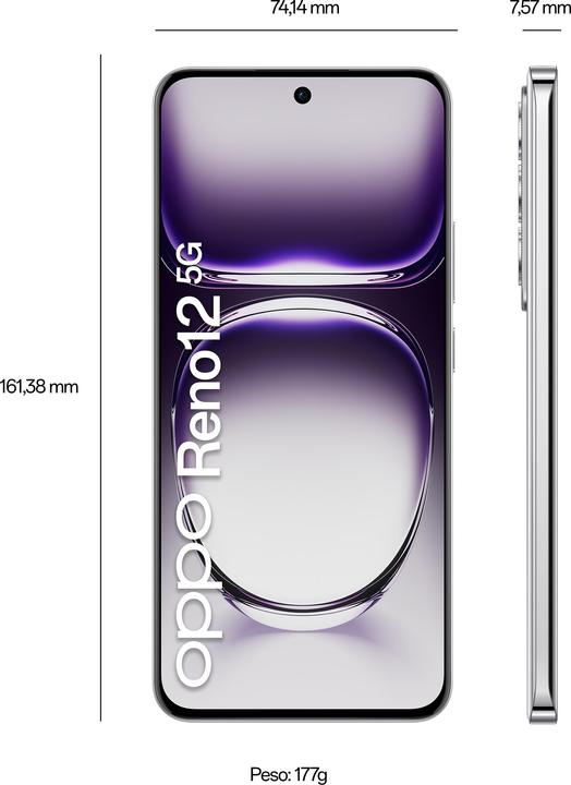 Produktbild OPPO Reno12 5G (256 GB, Astro Silver, 6.70", Dual SIM, 50 Mpx, 5G)