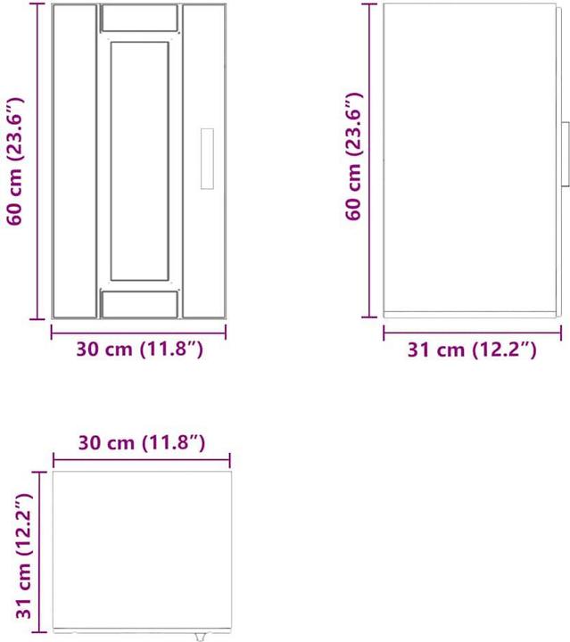 Immagine prodotto VidaXL Parete attrezzata per cucina Porto in legno bianco lucido (30 x 31 x 60 cm)