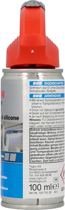 Image du produit Nigrin Spray lubrifiant au silicone (100 ml)