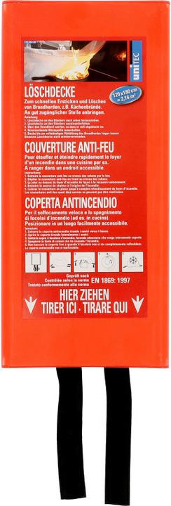 Actual product image Unitec Glass fibre fire blanket 120 x 180 cm