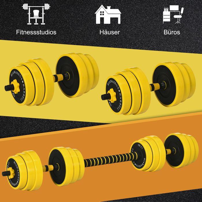 Actual product image Swisshandel24 25 kg Hantelset 3-in-1 einstellbar, ergonomisch, Gelb Schwarz