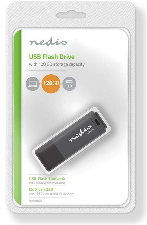 Image du produit Nedis Lecteur flash USB 3.0 - Clé USB compacte - 128 Go - Lecture à 80 Mbit/s - Écriture à (128 Go, USB-A)