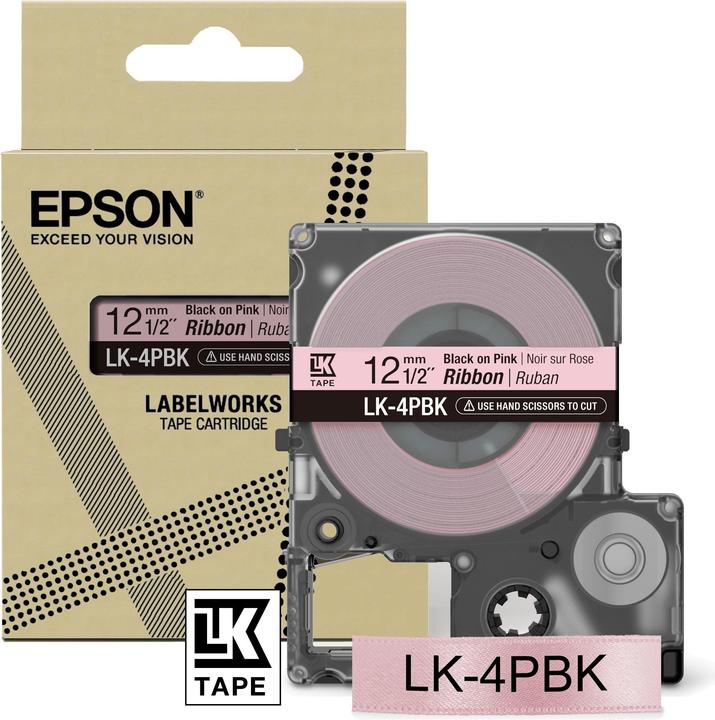 Epson Etikettenkassette Lk-4pbk (1.20 cm, Schwarz, Pink)