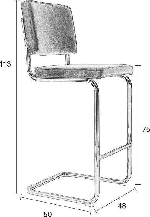 Produktbild Zuiver Barstool Ridge Rib Grey 6a