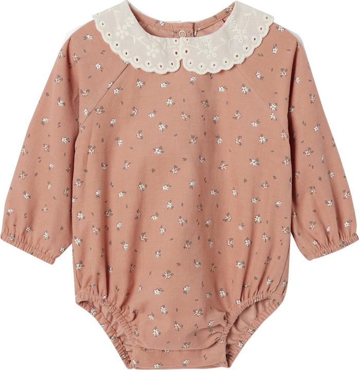 Image du produit Vertbaudet Combinaison courte bébé en velours côtelé fleuri avec col brodé (62)