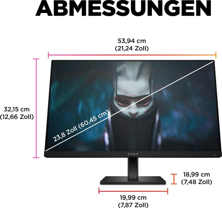 Immagine prodotto HP OMEN/24/23,8" /IPS/FHD/165Hz/1ms/Nero/2R (1920 x 1080 pixel, 23.80")