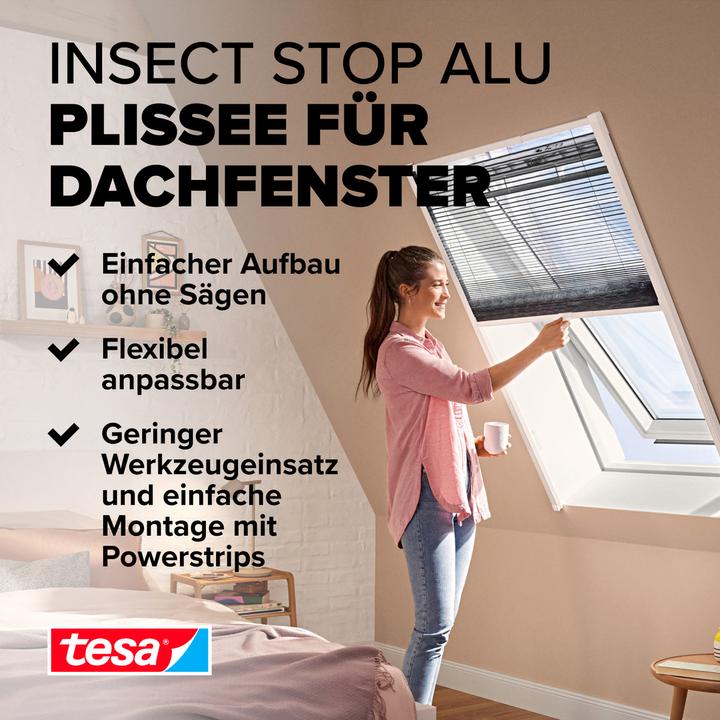 Actual product image tesa Aluminium pleated insect screen for roof windows, roller blind, telescopic, easy installation (164 x 102 cm)