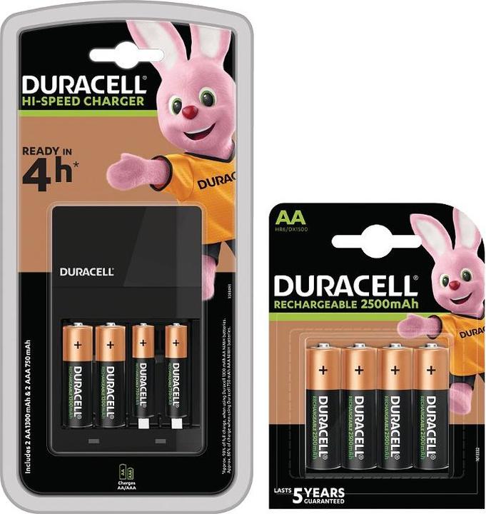 Immagine prodotto Duracell Caricatore da 4 ore + 6 AA, 2 x AAA (6 pz., Batteria + Caricabatterie)