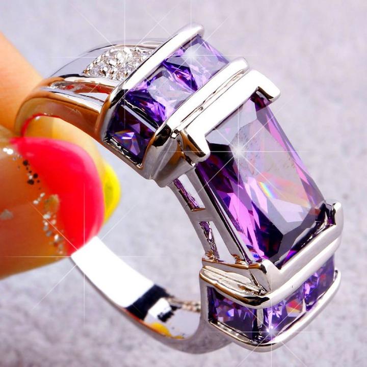 Produktbild Hermex versilberter Ring mit Amethyst - Gr. 58 / Size 8 (58)