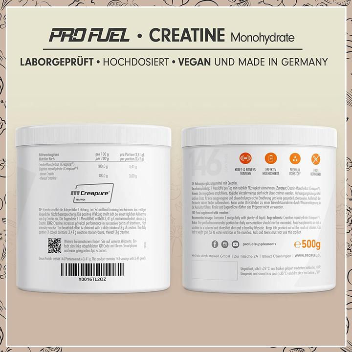 Valeurs nutritives et ingrédients ProFuel Créatine (1 pièce(s), Poudre, 500 g)