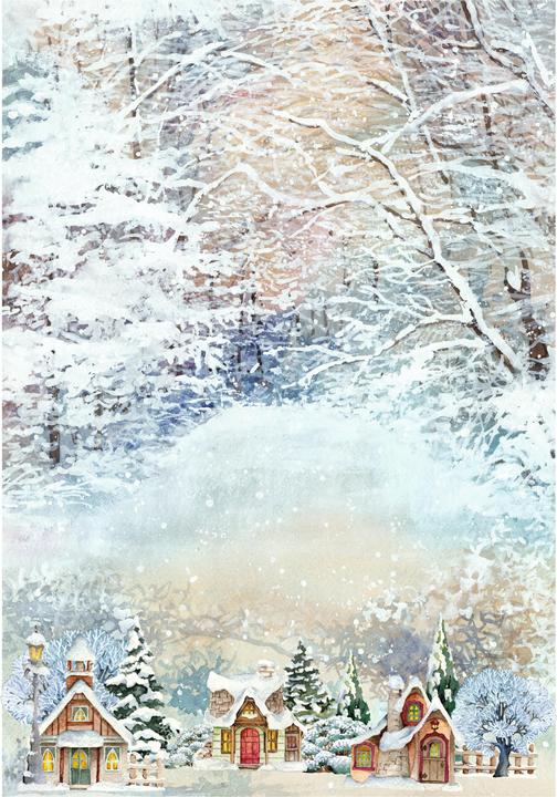 Immagine prodotto Renkalik Motivo in paglia di seta "Snowtime", circa 32 x 45 cm (25 g/m², 1 x)