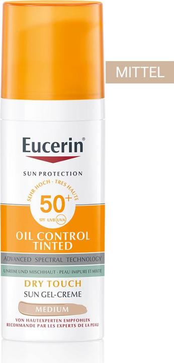 Produktbild Eucerin SUN Face Oil Control Gel-Creme Tinted Mittel LSF 50+ (Sonnencreme Gesicht, SPF 50+, 50 ml, 97.24 g)