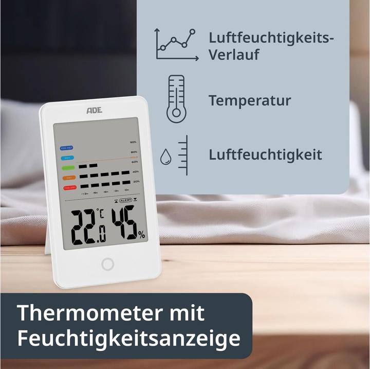 Produktbild ADE Thermo-/Hygrometer digital Weiss, Funktionen