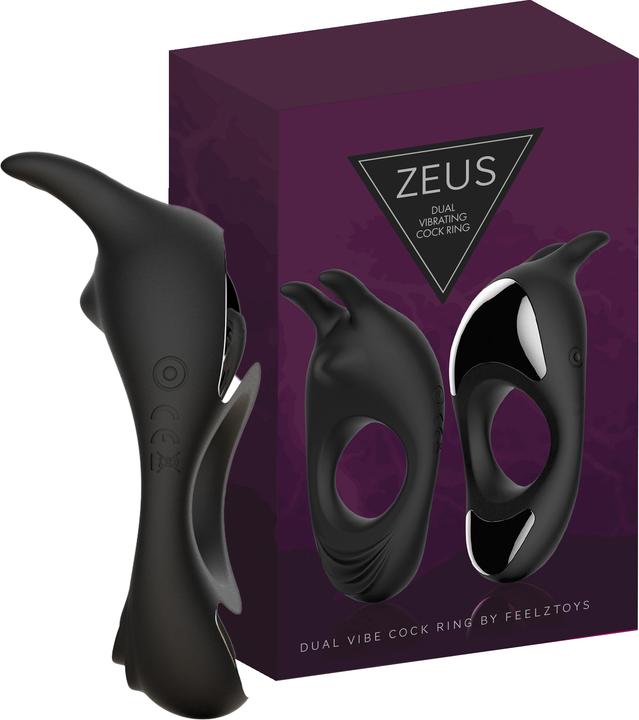 FeelzToys Zeus Dual Vibe Cock Ring Black (7 cm)