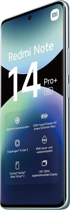 Produktbild Xiaomi Redmi Note 14 Pro+ 5G (512 GB, Frost Blue, 6.67", Dual SIM, 200 Mpx, 5G)