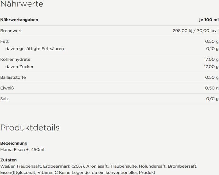 Nährwerte und Zutaten Rabenhorst Rotbäckchen Mama (6 Stück, Flüssigkeit)