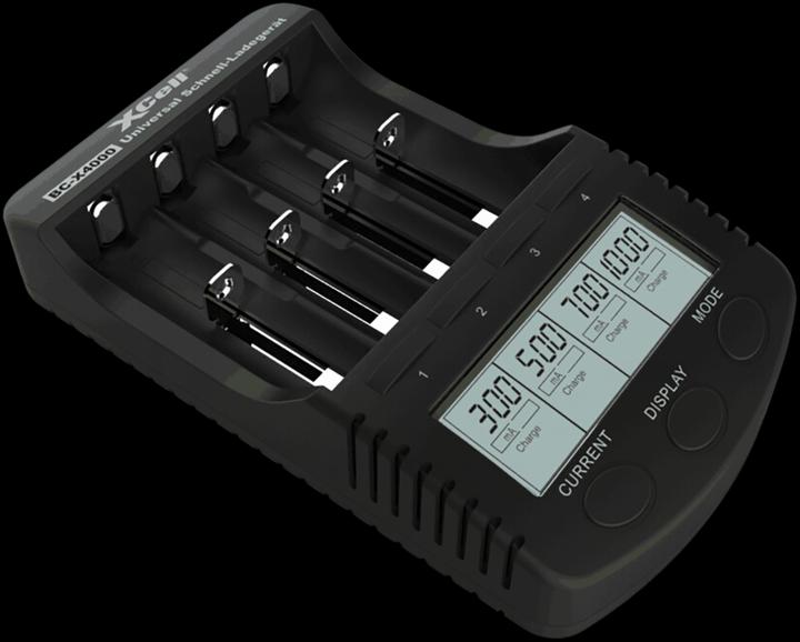 Produktbild XCell Schnell-Ladegerät BC-X4000 Digital LCD (1 Stk., 14500, 16340, 17500, 18490, 18500, 18650, 26500, 26650, Sub-C, AA, AAA, Ladegerät inkl. Akku)