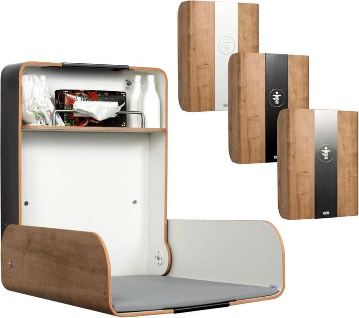Timkid Wickeltisch Holz/Edelstahl Midi Eiche