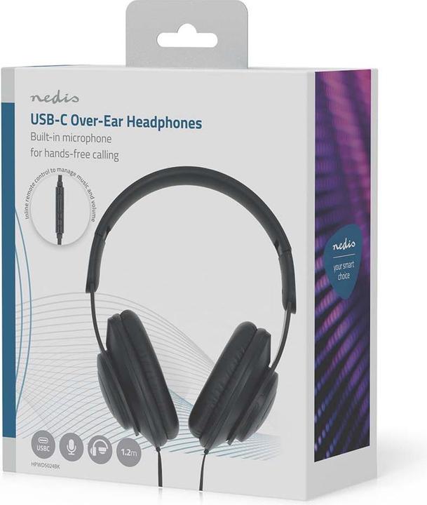 Immagine prodotto Nedis Cuffie Over-Ear con cavo | Lunghezza del cavo: 1,20 m | Controllo del volume | Nero (Cablato)