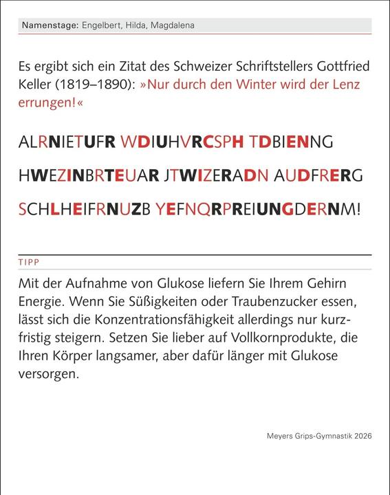 Actual product image Harenberg Meyers Grips-Gymnastik Tagesabreisskalender 2026 - Das tägliche 5-Minuten-Training für Gedächtnis (German, Philip, KIEFER, 2025)