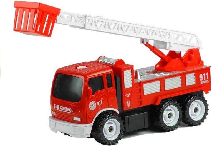 Produktbild Lean Toys Fire truck with ladder + tools for dismantling