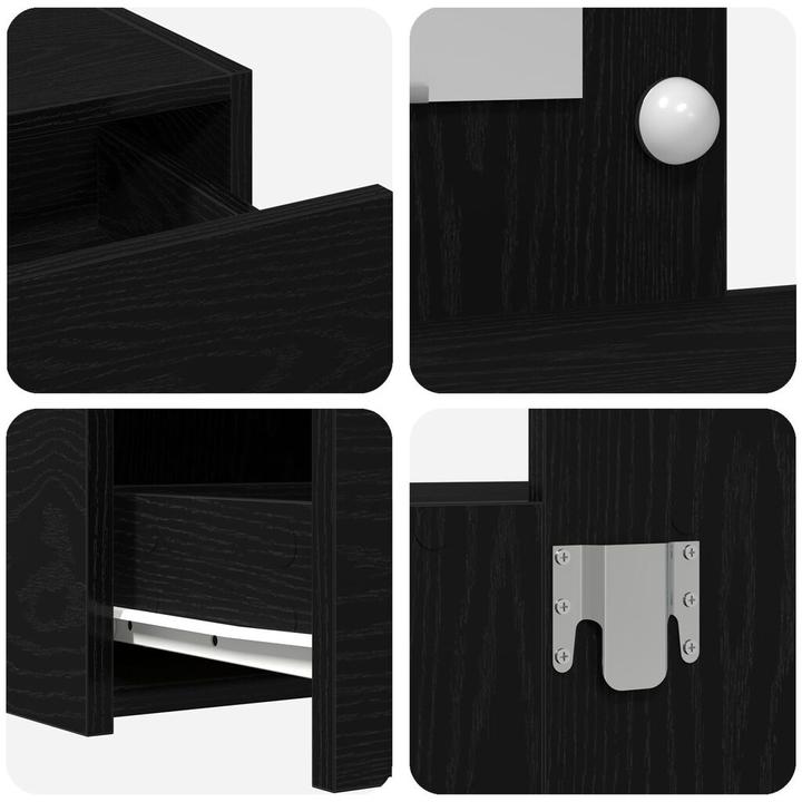 Immagine prodotto VidaXL Tavolino da toilette a parete con luci LED in rovere nero