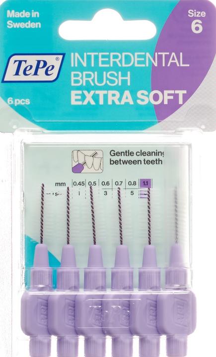 Actual product image TePe Interdental Brush 1.1mm x-soft violett (6 x, 1.10 mm)