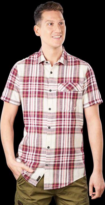 Pme Legend Short Sleeve Shirt Slub Check Ruby Slate Rose (S)
