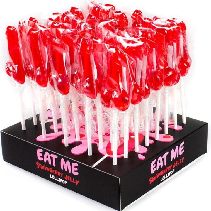 Actual product image Secret play Erdbeer Penis Lollipop Display (40 Einheiten) (Dice games)
