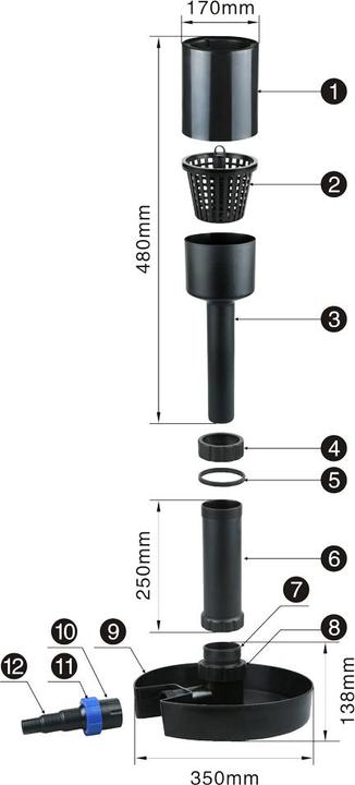 Produktbild Wiltec CSP40 Standskimmer 40m² Teich 16000l/h Skimmer Blättersammler Gartenteich