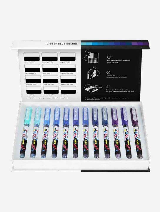 Produktbild Karin PIGMENT DECO BRUSH - Brush Marker (Violett, Hellblau, Blau, 12 x)