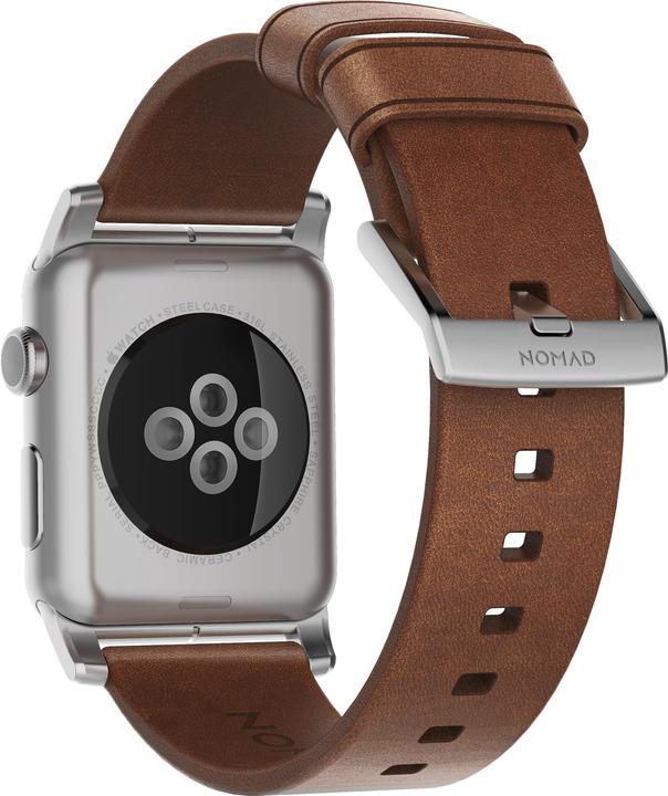 Actual product image Nomad Modern Connector Strap (44 mm, Leather, Stainless steel)