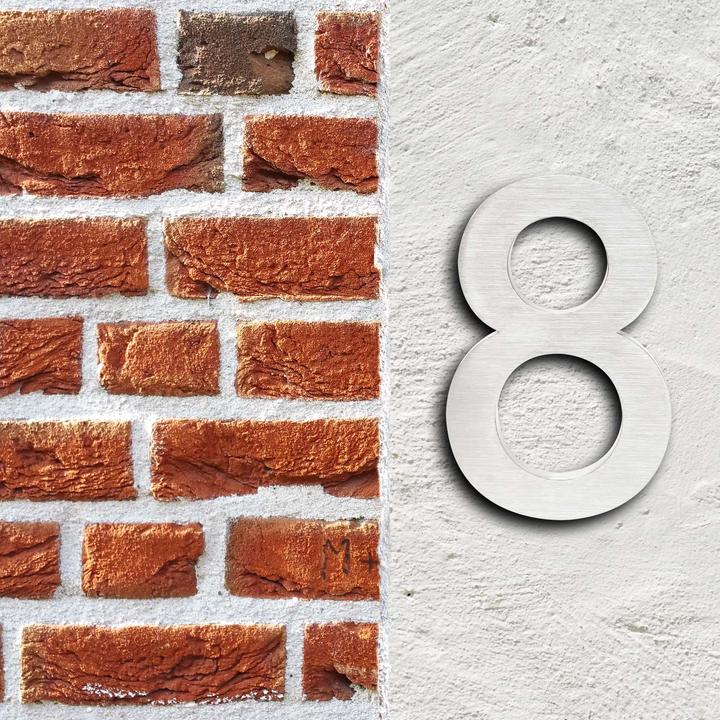 Image du produit Wiltec Plaque Numéro Maison Chiffre "8" 3D 20cm Acier inoxydable Résistant Intempéries Matériel F