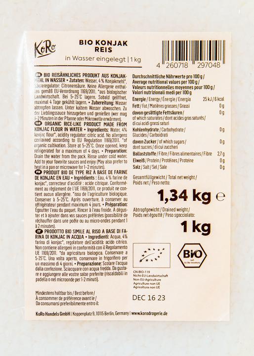 Actual product image KoRo Organic rice-like product made from konjac flour in water (1000 g)
