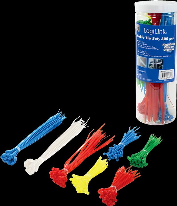 Produktbild LogiLink Kabelbinder Set, 300 Stück (Kunststoffkabelbinder, 200 mm, 300 Stk.)