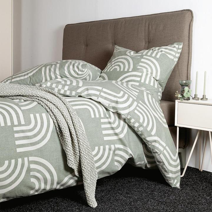 Image du produit Janine Drap de lit en cotton fin Davos 65157 vert sauge (Set de linge de lit, 135x200 cm + 80x80 cm)