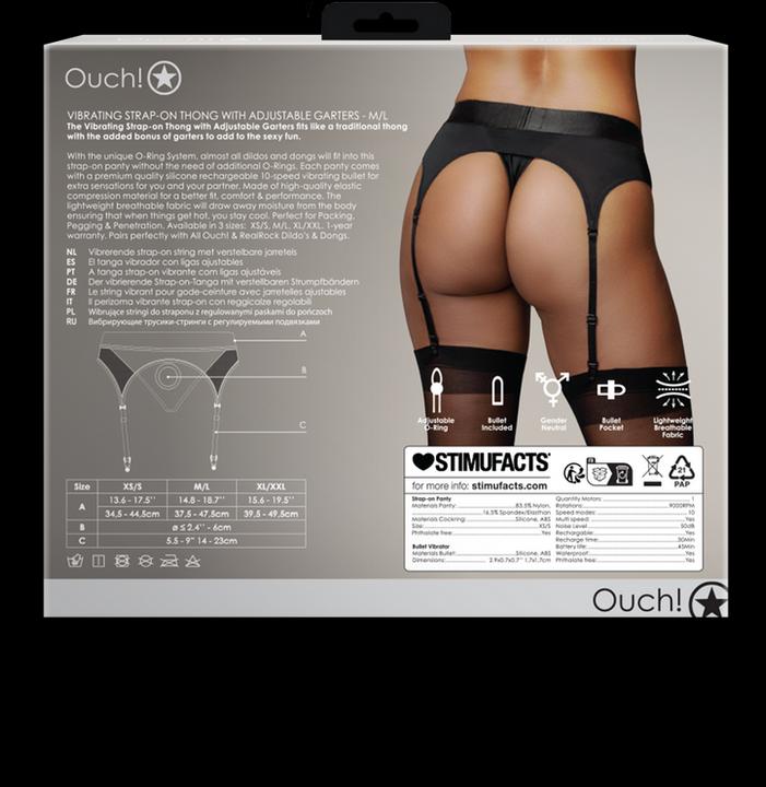 Image du produit Ouch! Vibrating Strap-on Thong, Adjustable Garters - M/L (M/L)