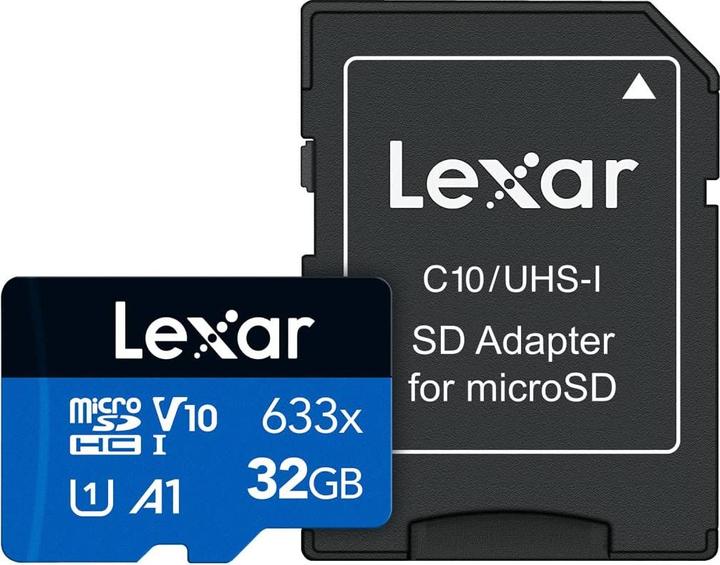 Image du produit Lexar 32Go haute performance 633x microSDHC UHS-I, jusqu'à 100MB/s en lecture 20MB/s en écriture (32 Go, microSDHC, U3, UHS-I)