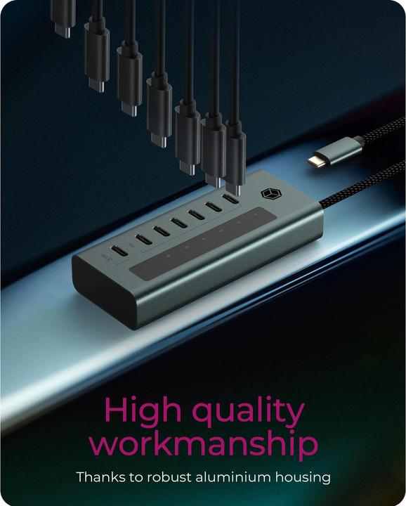 Actual product image Icy Box IB-HUB1457-C31 (USB-C, 7 Ports)