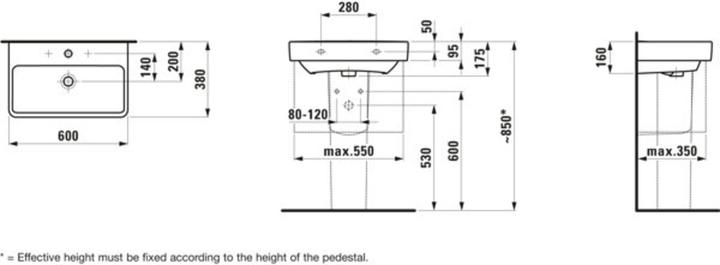 Immagine prodotto Laufen Lavabo Pro S compact 60 x 38 cm bianco H8189590001041 (380 mm, 600 mm)