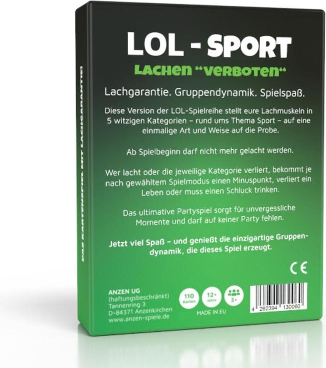 Nutritional values and ingredients Anzen Spiele ANZEN - LOL SPORT - Laughter forbidden