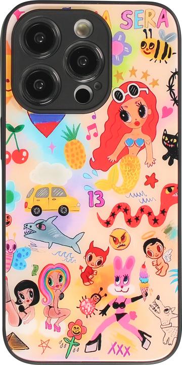 Produktbild PhoneLook Hülle Karol G Hot cartoons mit brillanter Oberfläche mit schwarzen Silikon Rändern (Apple iPhone 14 Pro)