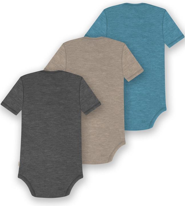 Actual product image Normani Set of 3 baby merino bodysuit short sleeves "Tauranga" - 9299 (74)