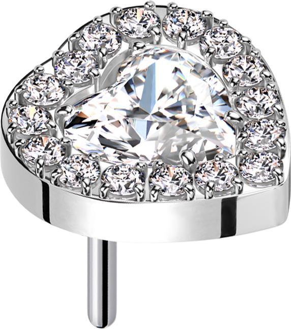 Immagine prodotto Star Piercing Cuore di cristallo d'argento Threadless cristalli bordati d'argento argento (senza ottone, Titanio G23)