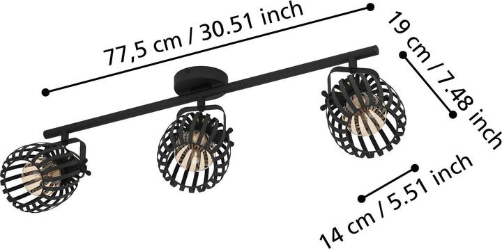 Actual product image EGLO Spot Light Girona 3xe27 Black/Brass (E27)