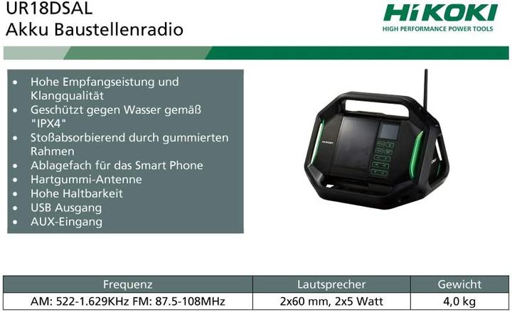Produktbild Hikoki Baustellenradio (FM, AM)