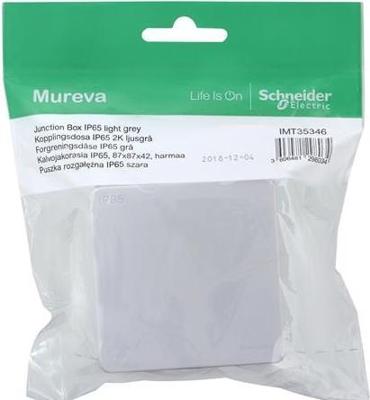 Immagine prodotto Schneider Electric Scatola di giunzione Mureva IP65 grigio chiaro RAL7035 Dimensioni=87x87x42 - In borsa per il fai da